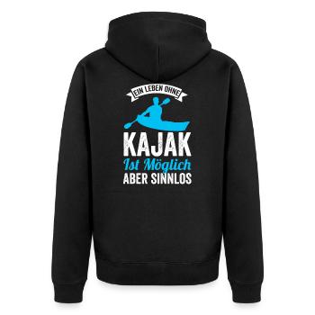 Kajak Kajakverein Kayak - Unisex Premium Bio Zip Hoodie - Schwarz - Hinten - Nico (187cm)