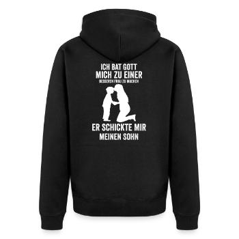 Mutter Muttertag Mama Sohn Faust - Unisex Premium Bio Zip Hoodie - Schwarz - Hinten - Nico (187cm)