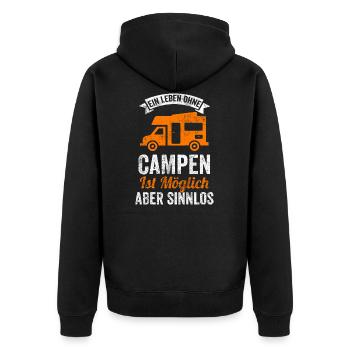 Wohnwagen Campen Camper Camping - Unisex Premium Bio Zip Hoodie - Schwarz - Hinten - Nico (187cm)