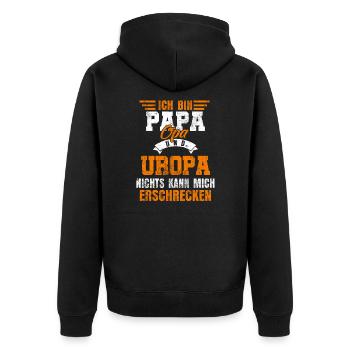 Uropa Urgroßvater - Unisex Premium Bio Zip Hoodie - Schwarz - Hinten - Nico (187cm)