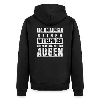 Mittelfinger Lustiger Spruch Sarkasmus - Unisex Premium Bio Zip Hoodie - Schwarz - Hinten - Nico (187cm)