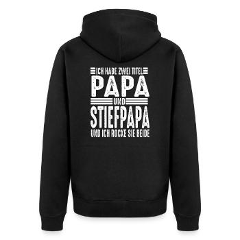 Papa Stiefpapa Stiefvater Vatertag - Unisex Premium Bio Zip Hoodie - Schwarz - Hinten - Nico (187cm)