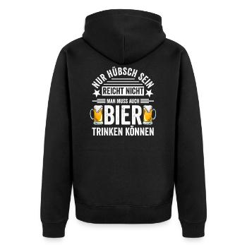 Bier Trinken Betrunken Besoffen - Unisex Premium Bio Zip Hoodie - Schwarz - Hinten - Nico (187cm)