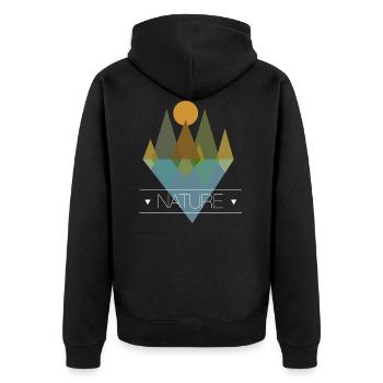 Bäume am See - Unisex Premium Bio Zip Hoodie - Schwarz - Hinten - Nico (187cm)
