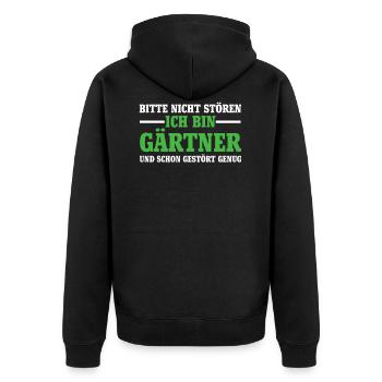 Gärtner Gartenbau - Unisex Premium Bio Zip Hoodie - Schwarz - Hinten - Nico (187cm)