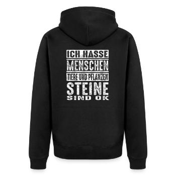 Schüler Lehrer Lustiger Spruch - Unisex Premium Bio Zip Hoodie - Schwarz - Hinten - Nico (187cm)