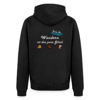 Wandern ist das pure Glück - Unisex Premium Bio Zip Hoodie - Schwarz - Hinten - Nico (187cm)