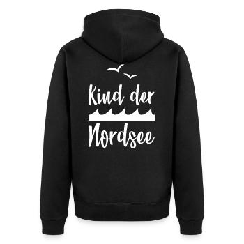 KIND DER NORDSEE - Unisex Premium Bio Zip Hoodie - Schwarz - Hinten - Nico (187cm)
