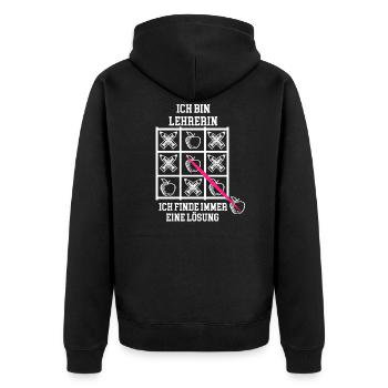 Lehrerin Pädagogin - Unisex Premium Bio Zip Hoodie - Schwarz - Hinten - Nico (187cm)