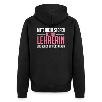 Lehrerin Unterricht Grundschullehrerin - Unisex Premium Bio Zip Hoodie - Schwarz - Hinten - Nico (187cm)