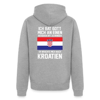 Kroatien Jugoslawien Urlauber Tourist Reise - Unisex Premium Bio Zip Hoodie - Grau meliert - Hinten - Nico (187cm)