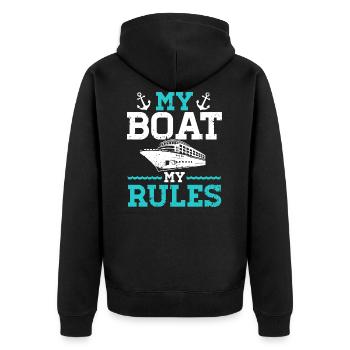 My Boat My Rules - Boating - Unisex Premium Organic Zip Hoodie - black - Back - Nico (187cm)
