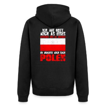 Polen Urlaub Reise Warschau Kurwa Polnische - Unisex Premium Bio Zip Hoodie - Schwarz - Hinten - Nico (187cm)