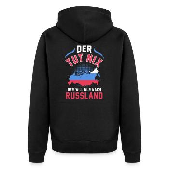 Russland Moskau Sommer Urlaub Reise Sibirien - Unisex Premium Bio Zip Hoodie - Schwarz - Hinten - Nico (187cm)