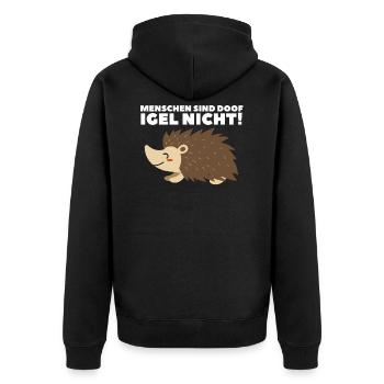 Igel Hedgehog Stacheltier Herbst Geschenk - Unisex Premium Bio Zip Hoodie - Schwarz - Hinten - Nico (187cm)