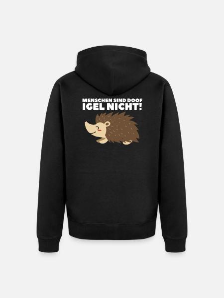 Igel Hedgehog Stacheltier Herbst Geschenk - Unisex Premium Bio Zip Hoodie - Schwarz