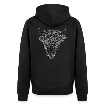 Hochland Bovin vache cornes poilu élevage Croquis - Veste à capuche bio Premium Unisexe - noir - Dos - Nico (187cm)