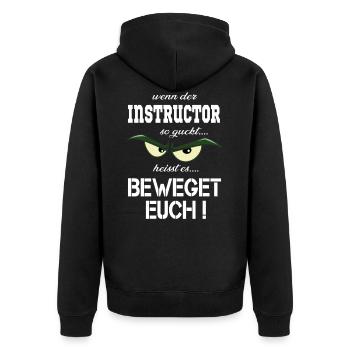 Instructor T-Shirt & Hoodie für Trainer - Unisex Premium Bio Zip Hoodie - Schwarz - Hinten - Nico (187cm)