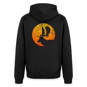 forest wild sun nature hunter fallow deer stag hunting - Unisex Premium Organic Zip Hoodie - black - Back - Nico (187cm)