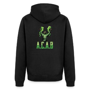 Feuerwerk ist kein Verbrechen Pyro Ultras - Unisex Premium Bio Zip Hoodie - Schwarz - Hinten - Nico (187cm)