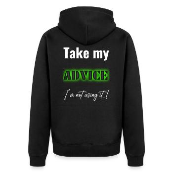 Lustig lustig lustig lustig lustig Lustig - Unisex Premium Bio Zip Hoodie - Schwarz - Hinten - Nico (187cm)