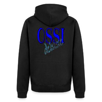 Ossi deluxe - Unisex Premium Bio Zip Hoodie - Schwarz - Hinten - Nico (187cm)