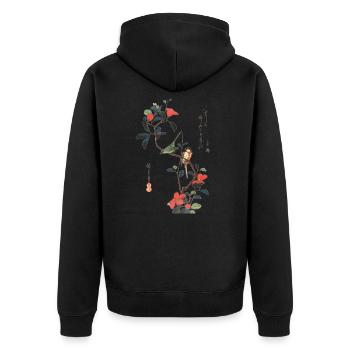 Japanischer Holzschnitt - Unisex Premium Bio Zip Hoodie - Schwarz - Hinten - Nico (187cm)