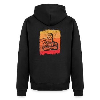 Carpenter Wood Saws Retro Lumberjack Gift Geek - Unisex Premium Organic Zip Hoodie - black - Back - Nico (187cm)