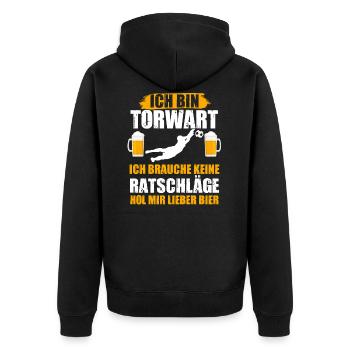 Torwart Bier Feiern Torhüter Fußballteam Lustige S - Unisex Premium Bio Zip Hoodie - Schwarz - Hinten - Nico (187cm)
