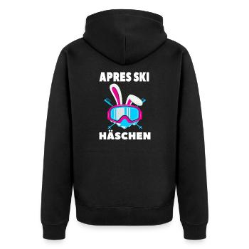 Apres Ski Häschen Skihase Geschenk - Unisex Premium Bio Zip Hoodie - Schwarz - Hinten - Nico (187cm)