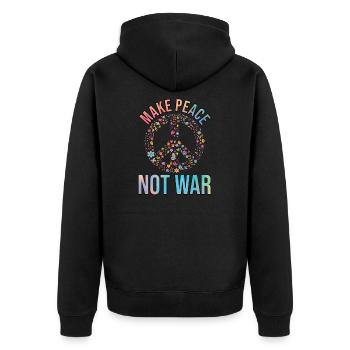 Hippy Peace Symbol Hippie Frieden Freiheit Liebe - Unisex Premium Bio Zip Hoodie - Schwarz - Hinten - Nico (187cm)