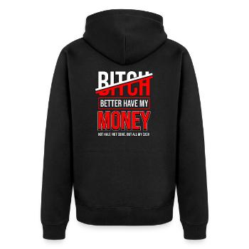 Motivation Argent Devise Money Dollar Euro Bourse - Veste à capuche bio Premium Unisexe - noir - Dos - Nico (187cm)