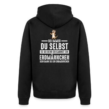 Erdmännchen Zootier Erdmännchenliebhaber Geschenk - Unisex Premium Bio Zip Hoodie - Schwarz - Hinten - Nico (187cm)