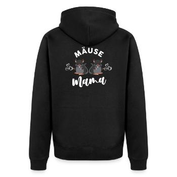 Maus Mama Mutter Muttertag Hausmaus Geschenk - Unisex Premium Bio Zip Hoodie - Schwarz - Hinten - Nico (187cm)