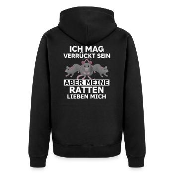Ratte Hausratte Haustier Lustige Sprüche - Unisex Premium Bio Zip Hoodie - Schwarz - Hinten - Nico (187cm)