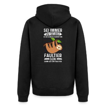 Fuchs Herzschlag EKG Puls Geschenk - Unisex Premium Bio Zip Hoodie - Schwarz - Hinten - Nico (187cm)