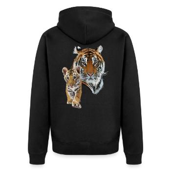 bengalischer Tiger - Unisex Premium Bio Zip Hoodie - Schwarz - Hinten - Nico (187cm)