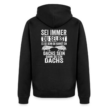 Dachs Raubtier Tierschützer Geschenk - Unisex Premium Bio Zip Hoodie - Schwarz - Hinten - Nico (187cm)