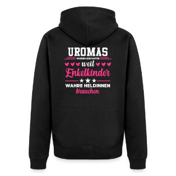 Uroma Heldin Urgroßmutter Oma Geschenke - Unisex Premium Bio Zip Hoodie - Schwarz - Hinten - Nico (187cm)