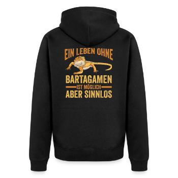 Bartagame Terraristik Echse Eidechse Reptil Gesche - Unisex Premium Bio Zip Hoodie - Schwarz - Hinten - Nico (187cm)