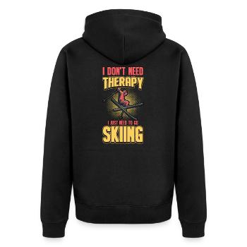 Ski Wintersport Urlaub Winter Apres Ski Geschenk - Unisex Premium Bio Zip Hoodie - Schwarz - Hinten - Nico (187cm)