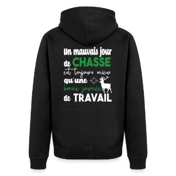 Cadeau chasse chasseur hunter humour - Veste à capuche bio Premium Unisexe - noir - Dos - Nico (187cm)