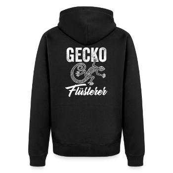 Gecko Flüsterer Echsperte Terrarium Geschenk - Unisex Premium Bio Zip Hoodie - Schwarz - Hinten - Nico (187cm)