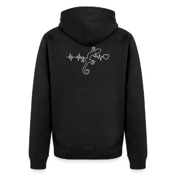 Gecko Herzschlag Eidechse Terraristik Geschenk - Unisex Premium Bio Zip Hoodie - Schwarz - Hinten - Nico (187cm)