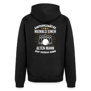 Kegeln Bier Kegelverein Kegelbahn Lustige Sprüche - Unisex Premium Bio Zip Hoodie - Schwarz - Hinten - Nico (187cm)