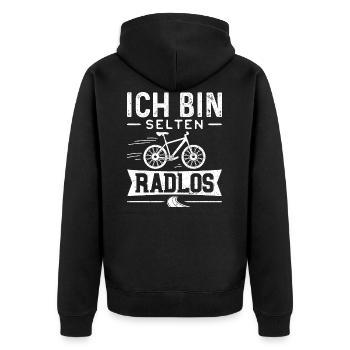 Ich Bin Selten Radlos - Fahrrad - Unisex Premium Bio Zip Hoodie - Schwarz - Hinten - Nico (187cm)