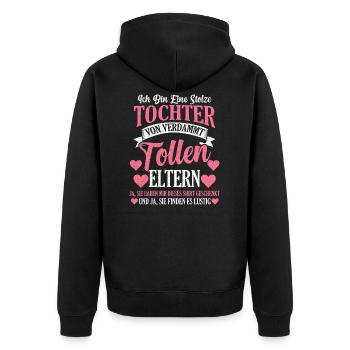 Tochter Eltern Familienmitglied Geschenk - Unisex Premium Bio Zip Hoodie - Schwarz - Hinten - Nico (187cm)