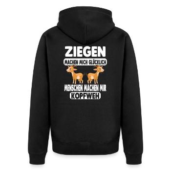 Ziege Ziegenzucht Ziehenliebhaber Hirte Farmer Ges - Unisex Premium Bio Zip Hoodie - Schwarz - Hinten - Nico (187cm)
