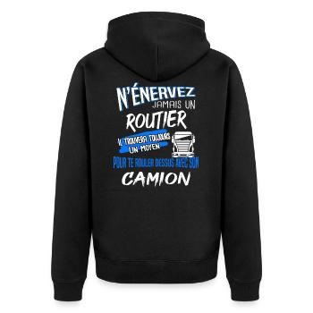 Routier - camionneur - chauffeur routier cadeau - Veste à capuche bio Premium Unisexe - noir - Dos - Nico (187cm)