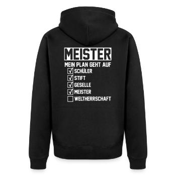 Meister Handwerksmeister Mechatroniker Tischler Ge - Unisex Premium Bio Zip Hoodie - Schwarz - Hinten - Nico (187cm)